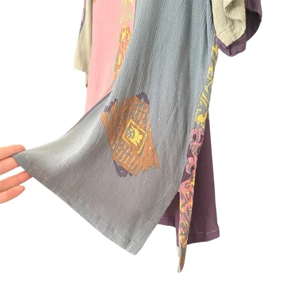 Vintage 80's 90's Wearable Art Oversized Printed Boho Shirt Size 1X - Picture 3 of 5